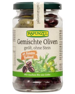 Oliven gemischt mit Kräutern,ohne Stein geölt, 170g