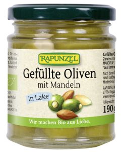 6er-Pack: Oliven grün, gefüllt mit Mandeln in Lake, 190g